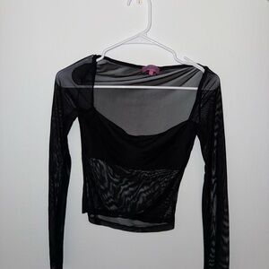 Edikted Black Sheer Long Sleeve Top